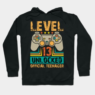 13th Birthday Gift Boys Level 13 Unlocked Official Teenager Hoodie
